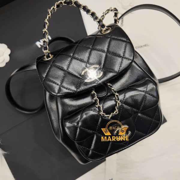 Túi Nữ Cao Cấp Balo Nel Mini 24P Duma Da bê Màu Đen Size 18cm