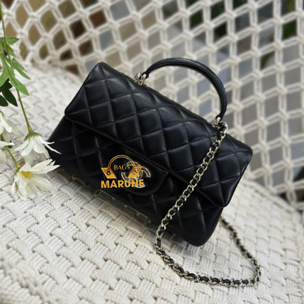 Túi Xách Nữ Hàng Hiệu Cao Câp Nel Classic Mini Rectangular Flap Bag with Top Handle Quai Cầm Da Lambskin Size 20cm