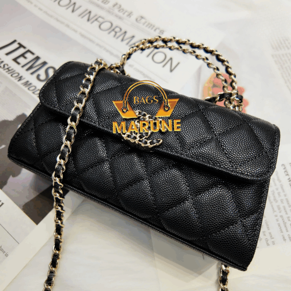 Túi Xách Hàng Hiệu Quai Cầm 23P Flap Bag 19cm Màu Đen Caviar Gold Hardware.