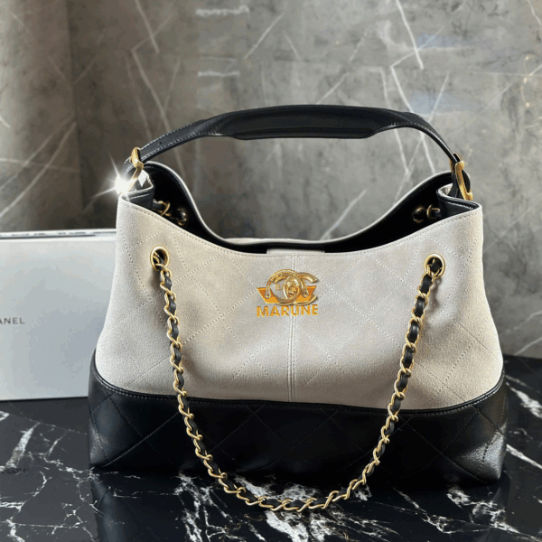 Túi Xách Nữ Cao Cấp Nel Shopping Bag Hàng Hiệu Da Bê Lộn Calfskin Màu Xám .