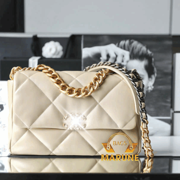 Túi Xách Đeo Vai Chan C19 Small Flap Bag Màu Beige Hàng Cao Cấp- CNC19