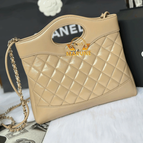 Túi Xách Hàng Hiệu Cao Cấp Nel Small C31 Shopper Màu Beige Da Lambskin Khóa Gold - CNC31