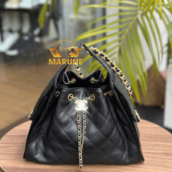 Túi Xách Nữ Nel C25 Màu Đen Small Handbag Da Calfskin & Gold.
