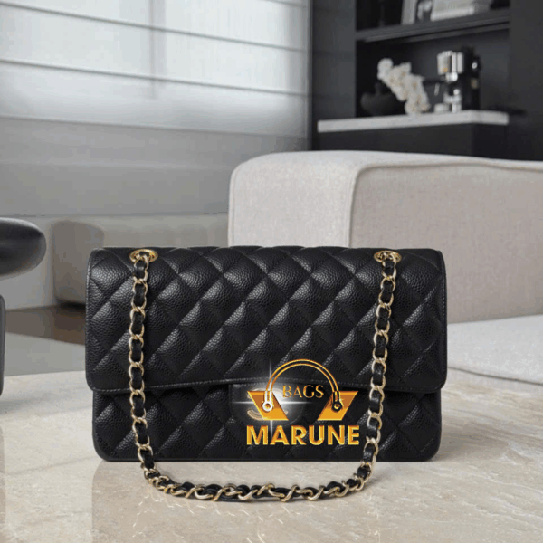 Túi Xách Tay Nữ Classic Hàng Cao Cấp Màu Đen Gold Da Caviar Bản – CN03