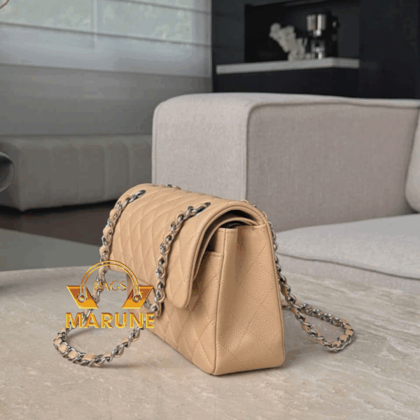 Túi Xách Tay Nữ Classic Hàng Cao Cấp Màu Beige Da Caviar Bản – CN05